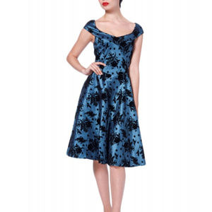 NWT Voodoo Vixen Blue Taffeta Fit Flare Dress 1XL